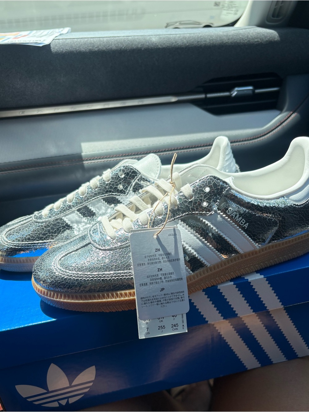 adidas Silver Metallic Samba Sneakers with Gum Sole - Women